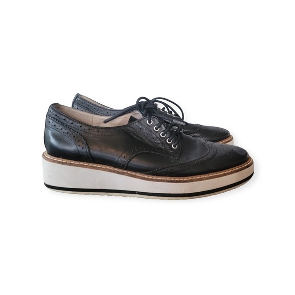 Shelly's London shoes lace up black white size 6.5 - Picture 2 of 7